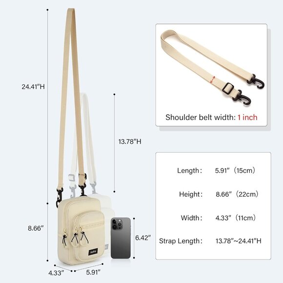 Unisex Crossbody Bag Lightweight Water-Resistant Multiple Zipper Pockets - Picture 2 of 9